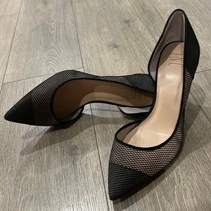 INC Black fishnet heels